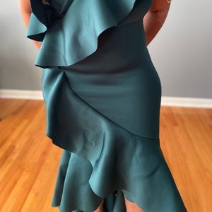 Fashion Nova Army green blossom through ruffle dress